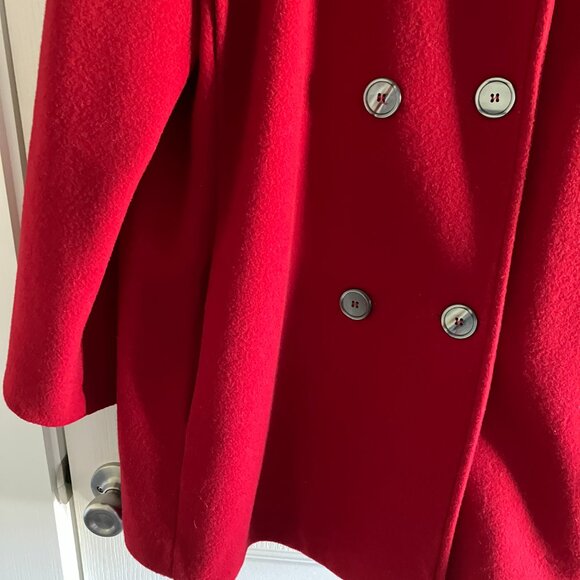 Vintage Burlington Wool Red Pea Coat Jacket Womens Size 18 Made in USA. - Picture 3 of 15